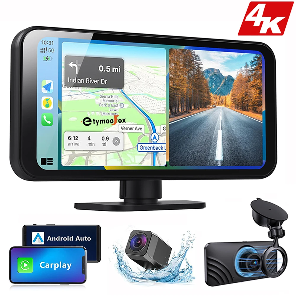Dash Camera 4k Ultra Car Mirror Video Player Wireless Carplay Android Auto Car - £116.38 GBP+