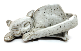 Ceramic SLEEPING CAT Trinket or Business Card Holder Figurine Unique Design - £17.56 GBP