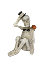 Black Bow Tie Skeleton Statue Color Changing Eyes - £22.11 GBP