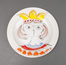 Desimone Italy 65 Signed Vintage MCM Hand Painted Queen Art Pottery Plate 9 5/8&quot; - £224.24 GBP