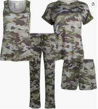 Lucky Brand Women&#39;s Pajama Set - 4 Piece Sleep Shirt Plus Size, 2X - Camo - £19.71 GBP
