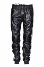 Designer Black Joggers Pant Stylish Wear 100% Real Lambskin Leather Casual - $105.47