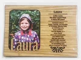 LAURA Personalized Name Profile Laser Engraved Wood Picture Frame Magnet - £7.80 GBP