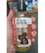 deLux Beauty 100% Pure Castor&amp; Coconut Oil 4 Face,Hair&amp;Body/Brand New8fl... - £3.99 GBP