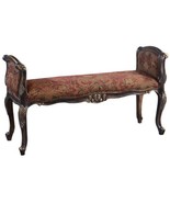 Window Bench Carved Wood French Legs Medallion Serpentine Arms Red Gold ... - £775.93 GBP