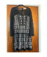 Mika Mindel Black Floral Lace Long Sleeve Mini Dress V-Neck Tiered Size S - $65.76