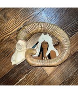 Native American Big Horn Sheep Ram Skull Glass Dream Catcher - $23.03
