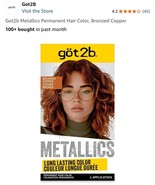Got2B Metallics Permanent Hair Color Bronzed Copper New - $23.03 CAD