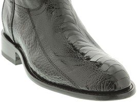 Mens Black Western Cowboy Dress Boots Ostrich Foot Skin Leather Roper Toe - £141.53 GBP