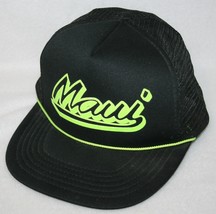 Vintage Maui Neon Yellow Rope Hawaii Hawaiian Headwear Mesh Snapback Hat Cap - £15.85 GBP
