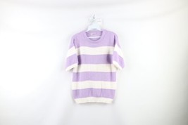 Vtg 90s Streetwear Womens M Striped Color Block Short Sleeve Knit Sweater USA - £39.18 GBP