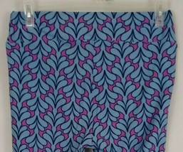 New LuLaRoe Tall &amp; Curvy Leggings Purple With Blue Victorian Floral Design - £12.12 GBP