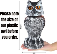 2 Pack Fake Owl Decoy Bird Scarecrow Sculpture Rotating Head Plastic Owl Bird De - £40.63 GBP
