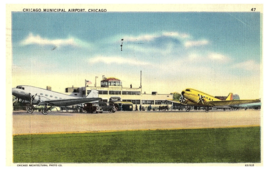 Chicago Municipal Airport Chicago Illinois Airport Postcard Posted 1939 - $9.89