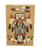 Navajo Sand Painting Art 2 Inches by 3 Inches Wood Tile Signed Vintage - £9.46 GBP