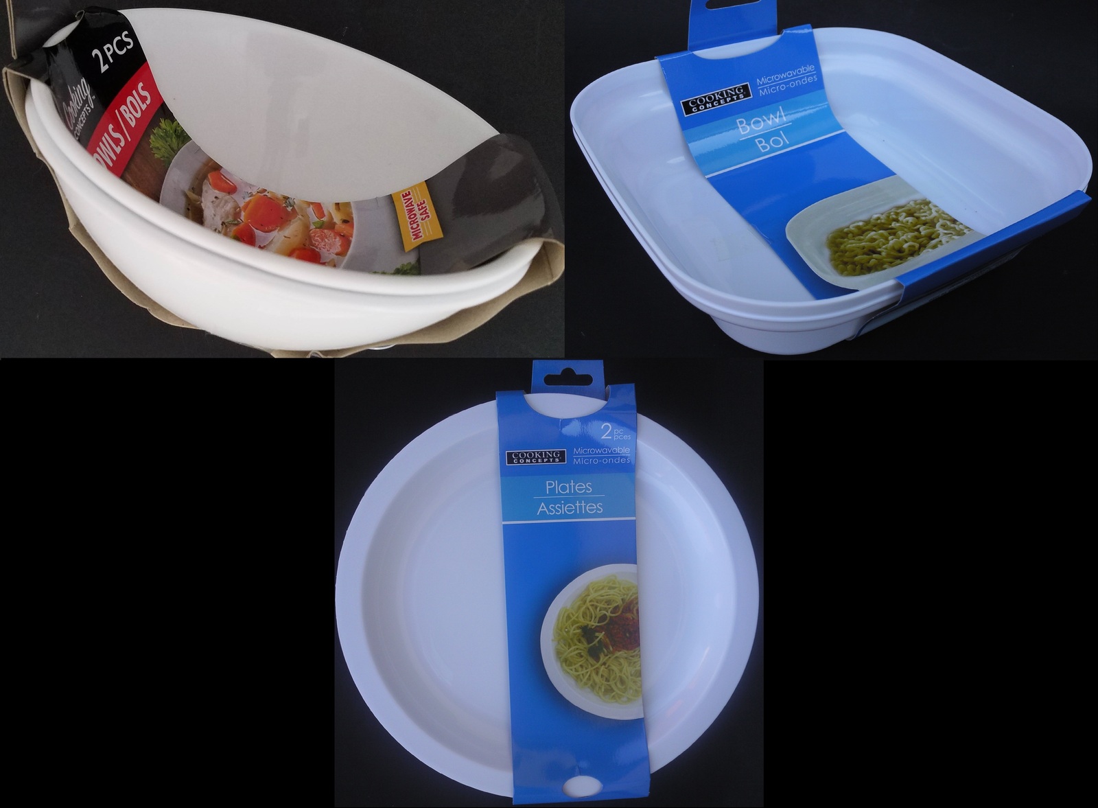 Microwave Dishes White Plastic Select: Plate or Bowl - $3.49