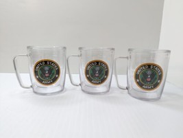 Lot Of 3 United States Army Tervis Cups 16oz Tumblers With Handles Clear Plastic - $19.79