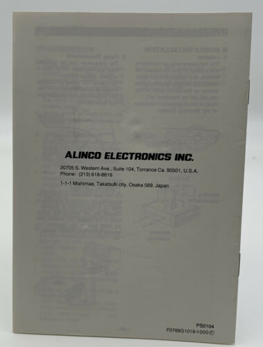 Alinco DR-110T/E DR-410T/E Instruction Manual FM Transceiver Owners Guide Book - $9.45