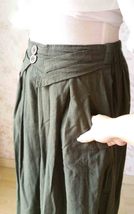 Women Army Green Linen Cotton Skirt Loose Linen Clothes Long Asymmetrical Skirts image 3