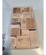Stampin&#39; Up It&#39;s Snow Time Set of 15 Wood Mounted Rubber Stamps 2004 Sno... - $25.97 CAD