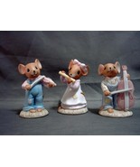 Three(3) Vintage (80s) Enesco Porcelain Calico Mice Playing Instruments ... - £9.58 GBP