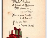 Happy Christmas Wrapped Gift Poinsettia UNP Unused DB Postcard H29 - $4.49
