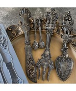 Retro Cutlery Set Silicone Mold Epoxy Resin Tableware Spoons Fork Casting Moulds - $35.63