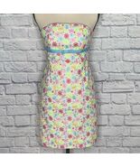 Lilly Pulitzer Colorful Daisies Strapless Dress Sz 4 White Label Vintage... - $779.22 MXN