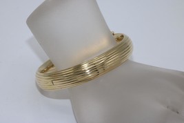 14K Yellow Gold Wide Fluted Design Hinged Bangle Bracelet Fine Estate Jewelry - £1,203.66 GBP