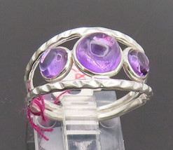 925 Sterling Silver - Vintage Cabochon Amethyst Split Band Ring Sz 9 - RG27029 - £31.42 GBP