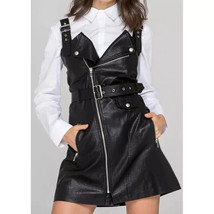 Stylish Women&#39;s Fashion Lambskin Genuine Leather Party Club Black Dress Handmade - £112.08 GBP+