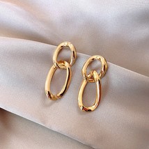 LATS Korean Gold Color Retro Chain Earrings for Women Exaggerated Dangle Earring - £7.21 GBP