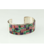 Navajo L. Silversmith Sterling Inlay Cuff Bracelet w/Turquoise, Coral, C... - $17,678.56 MXN