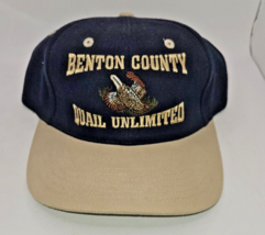 Benton County Quail Unlimited Ballcap Blue Tan Snapback Hunting Cap Hat USA - $12.59