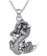 Jewelry Trends Sterling Silver Dragon with Celtic Crescent Moon Pendant ... - $98.70 CAD