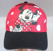 Disney Minnie Mouse Youth Cap Red Black One Size Hook And Loop Adjustable - $10.39