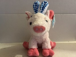 DAN DEE Collector&#39;s Choice Pink Easter Pig Blue Bunny Ears Stuffed Animal - £15.65 GBP