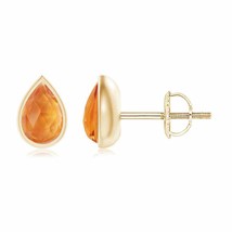 ANGARA Natural Citrine Pear-Shaped Stud Earrings in 14K Gold (AAA, Size-6x4) - £240.86 GBP