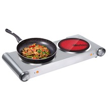 Double Hot Plate Electric Ceramic Plate,1800W Infrared Cooktop 7Inches 2... - $113.99