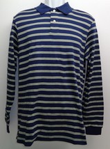 John Ashford Size XL NAVY BLUE Striped Long Sleeve New Mens Polo Shirt - £38.15 GBP