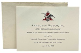 1952 Anheuser Busch Beer Invitation Conrad Hilton Confectioners Convention  - £33.64 GBP