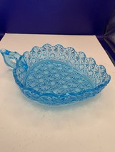 Blue Daisy &amp; Button Nappy CANDY DISH Trinket EAPG  8&quot; novelty iron - £10.72 GBP