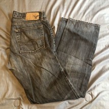American Eagle Jeans Mens size 30x32 Black Light Wash  Slim Straight Leg - £17.61 GBP