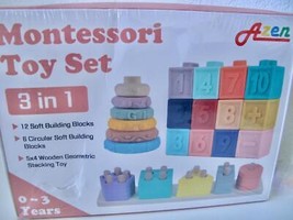 Montessori Waldorf Toy Set Soft Building Blocks Wood Stack Soft Stacking Rings - £14.94 GBP