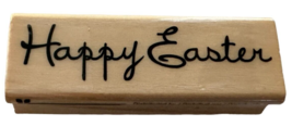 CraftSmart Wood Mount Rubber Stamp Happy Easter Card Making Words Spring Cursive - £3.15 GBP