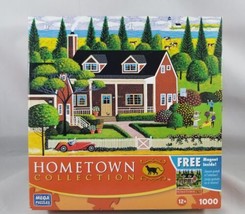 Hometown Tending to the Garden Jigsaw Puzzle 1000 Piece Heronim Mega House Cows - $11.28