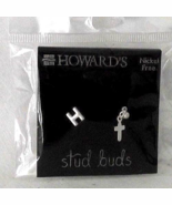 Cross Initial H Earrings Stud Buds Pierced Jewelry Howards Nickel Free S... - $13.47 CAD
