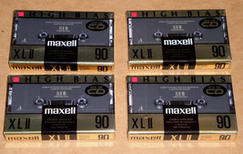 Maxell XL II 90 Cassette Tape Unused Lot Of 4 Sealed High Bias - £39.32 GBP