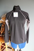 Women&#39;s Tri-Mountain Ultracool Black/Gray 1/4 Zip Long Sleeve Athletic T... - £12.49 GBP