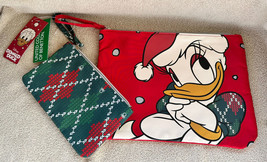 Benetton Disney Daisy Duck Christmas Clutch Bag &amp; 2nd Change Makeup Pouch NWT - £46.28 GBP